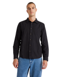 The RVCA Mens Base Linen Shirt in Black