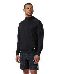 The Vuori Mens Ponto Performance 1/2 Zip Hoodie in Black Heather
