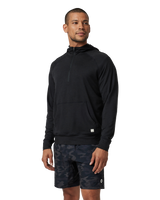 The Vuori Mens Ponto Performance 1/2 Zip Hoodie in Black Heather