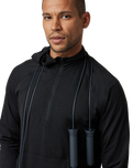 The Vuori Mens Ponto Performance 1/2 Zip Hoodie in Black Heather