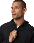 The Vuori Mens Ponto Performance 1/2 Zip Hoodie in Black Heather