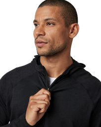 The Vuori Mens Ponto Performance 1/2 Zip Hoodie in Black Heather