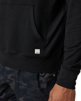 The Vuori Mens Ponto Performance 1/2 Zip Hoodie in Black Heather