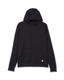 The Vuori Mens Ponto Performance 1/2 Zip Hoodie in Black Heather