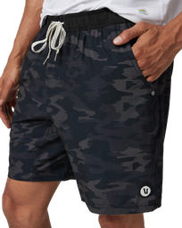 The Vuori Mens Kore Shorts in Black Watercolour & Camo