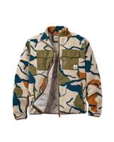 Valiant Deep-Pile Sherpa Fleece Jacket in Abstract Trails Pebble Grey