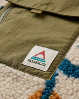 Valiant Deep-Pile Sherpa Fleece Jacket in Abstract Trails Pebble Grey