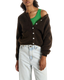 The American Vintage Womens Vitow Cardigan in Melange Coffee