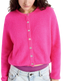 The American Vintage Womens Vitow Cardigan in Neon Pink Melange