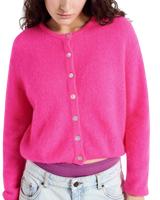 The American Vintage Womens Vitow Cardigan in Neon Pink Melange