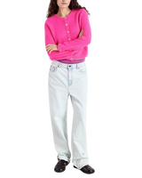 The American Vintage Womens Vitow Cardigan in Neon Pink Melange