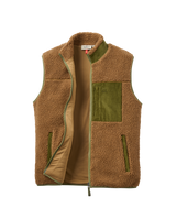 The Passenger Mens Trekker Deep Pile Sherpa Gilet in Caramel