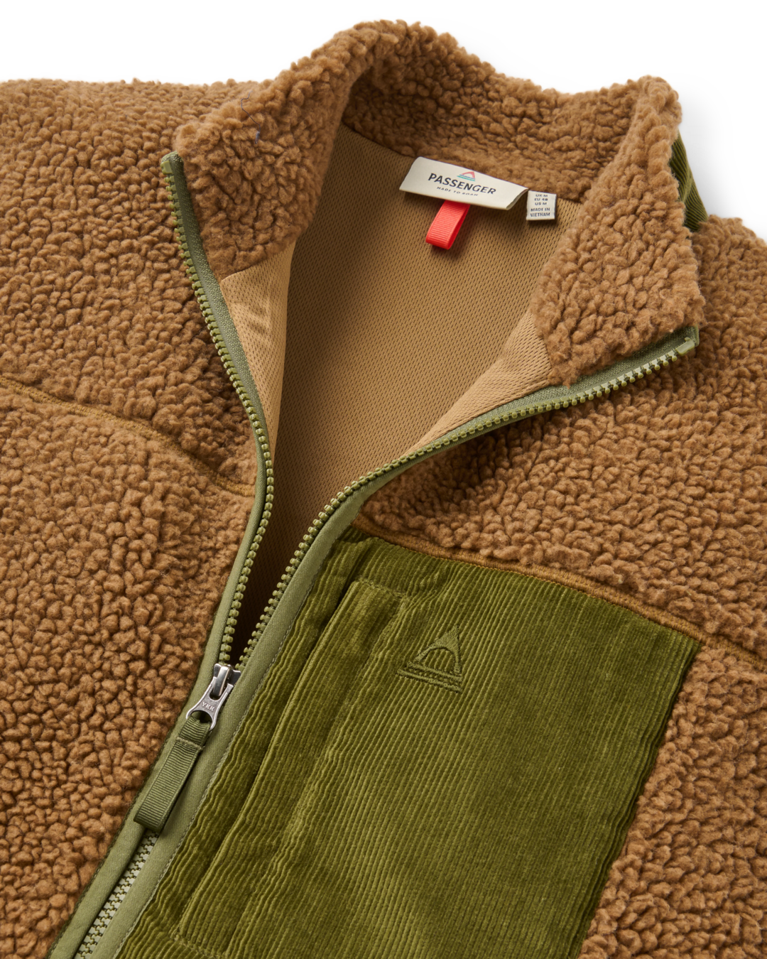 The Passenger Mens Trekker Deep Pile Sherpa Gilet in Caramel