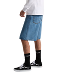 The Vans Mens Check-5 Baggy Denim Shorts in Stonewash Blue