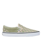 The Vans Womens Classic Slip On Shoes in Checkerboard Soft Sage