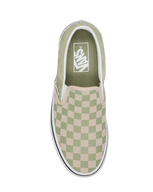The Vans Womens Classic Slip On Shoes in Checkerboard Soft Sage