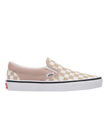 The Vans Womens Classic Slip On Shoes in Color Theory Checkerboard Mushroom