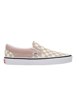 The Vans Womens Classic Slip On Shoes in Color Theory Checkerboard Mushroom