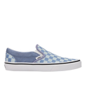 The Vans Womens Classic Slip On Shoes in Checkerboard Light Blue