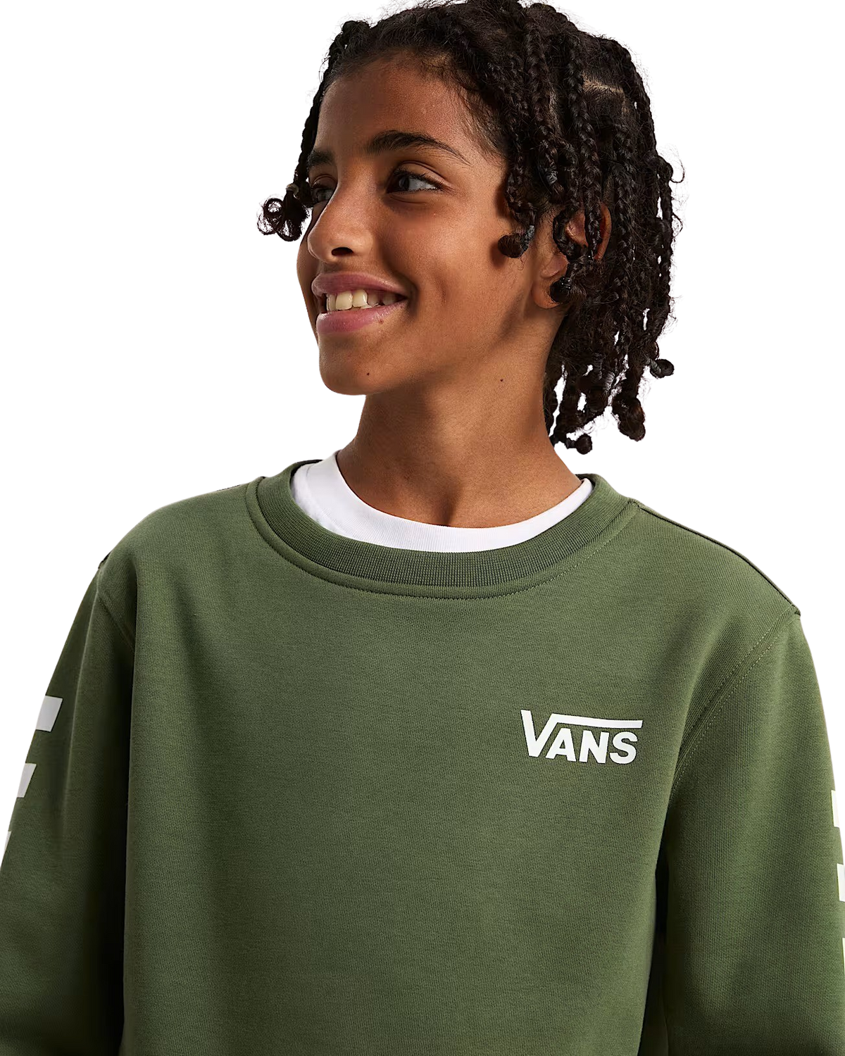 The Vans Boys Exposition Check Sweatshirt in Pine Forest | Available at Anns Cottage