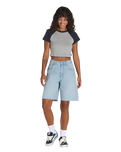 Sirelle Cut-Off Shorts in Light Stonewash
