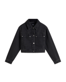 The Vans Girls Girls Raynes Denim Crop Trucker Jacket in Washed Black