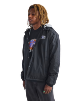 Riley Hooded Coaches Jacket in Black