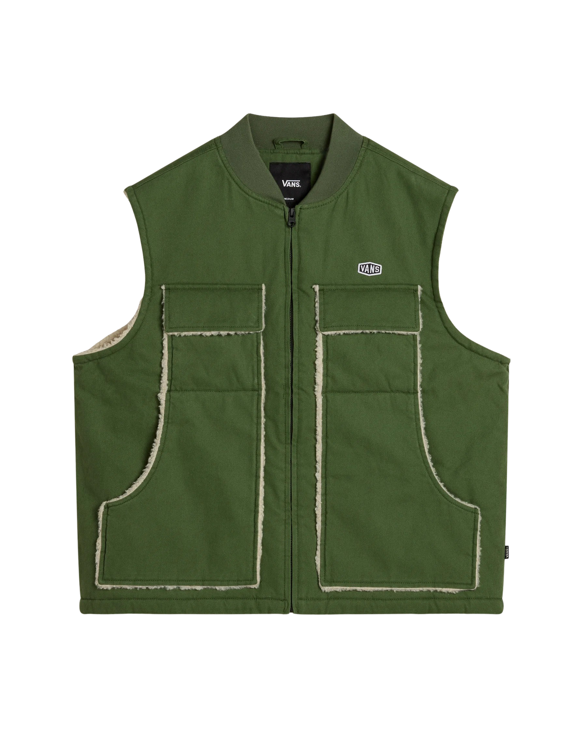 The Vans Mens Mcavoy Sherpa Lined Gilet in Pine Forest