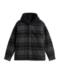 Piedmont Hooded Plaid Shacket in Black & Asphalt