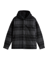 Piedmont Hooded Plaid Shacket in Black & Asphalt