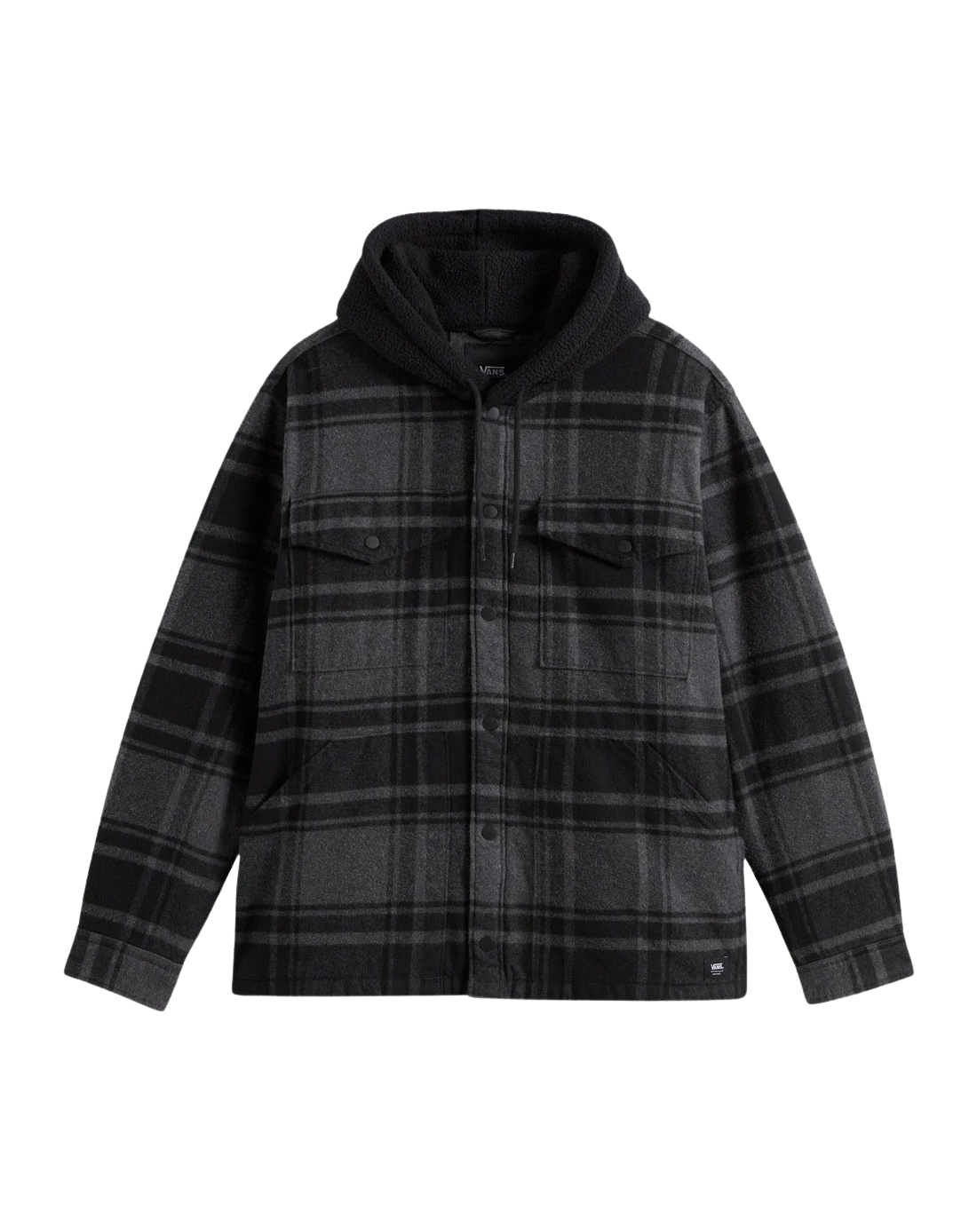 Piedmont Hooded Plaid Shacket in Black & Asphalt