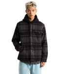 Piedmont Hooded Plaid Shacket in Black & Asphalt