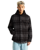 Piedmont Hooded Plaid Shacket in Black & Asphalt
