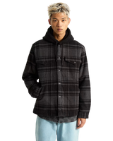 Piedmont Hooded Plaid Shacket in Black & Asphalt