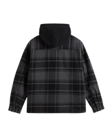 Piedmont Hooded Plaid Shacket in Black & Asphalt