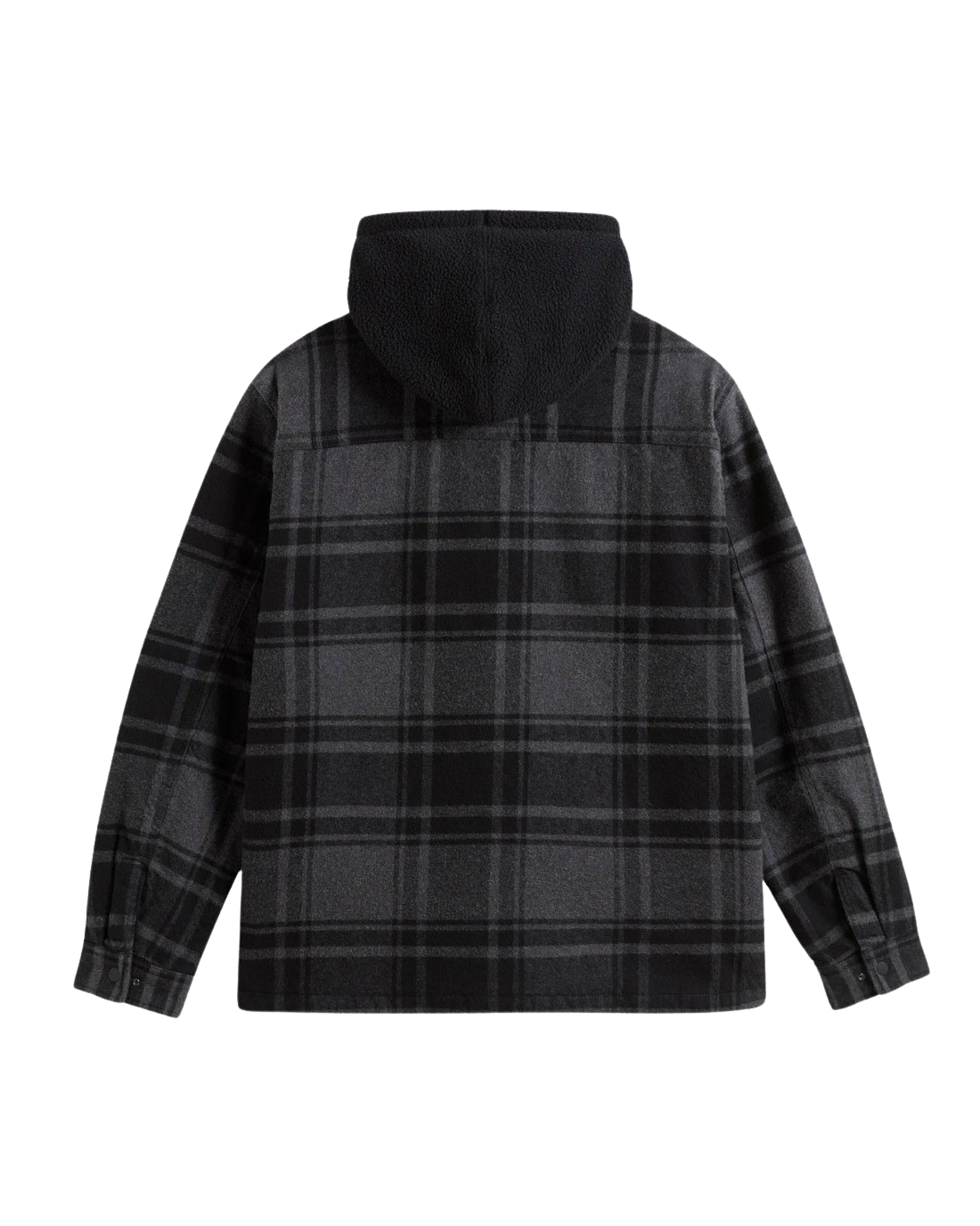 Piedmont Hooded Plaid Shacket in Black & Asphalt
