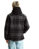 Piedmont Hooded Plaid Shacket in Black & Asphalt