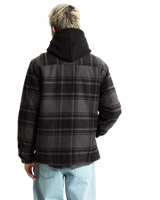 Piedmont Hooded Plaid Shacket in Black & Asphalt