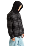 Piedmont Hooded Plaid Shacket in Black & Asphalt