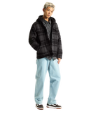 Piedmont Hooded Plaid Shacket in Black & Asphalt