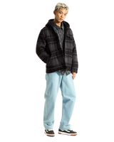 Piedmont Hooded Plaid Shacket in Black & Asphalt