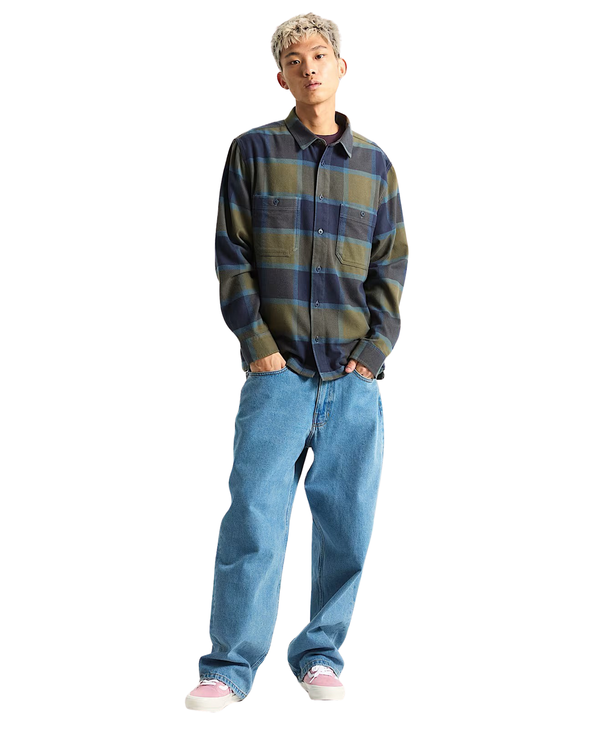 Larkspur Plaid Flannel Shirt in Grape Leaf & Parisian Night