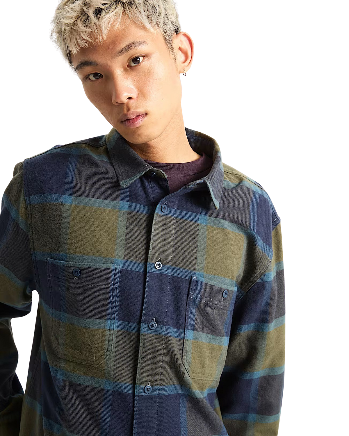 Larkspur Plaid Flannel Shirt in Grape Leaf & Parisian Night