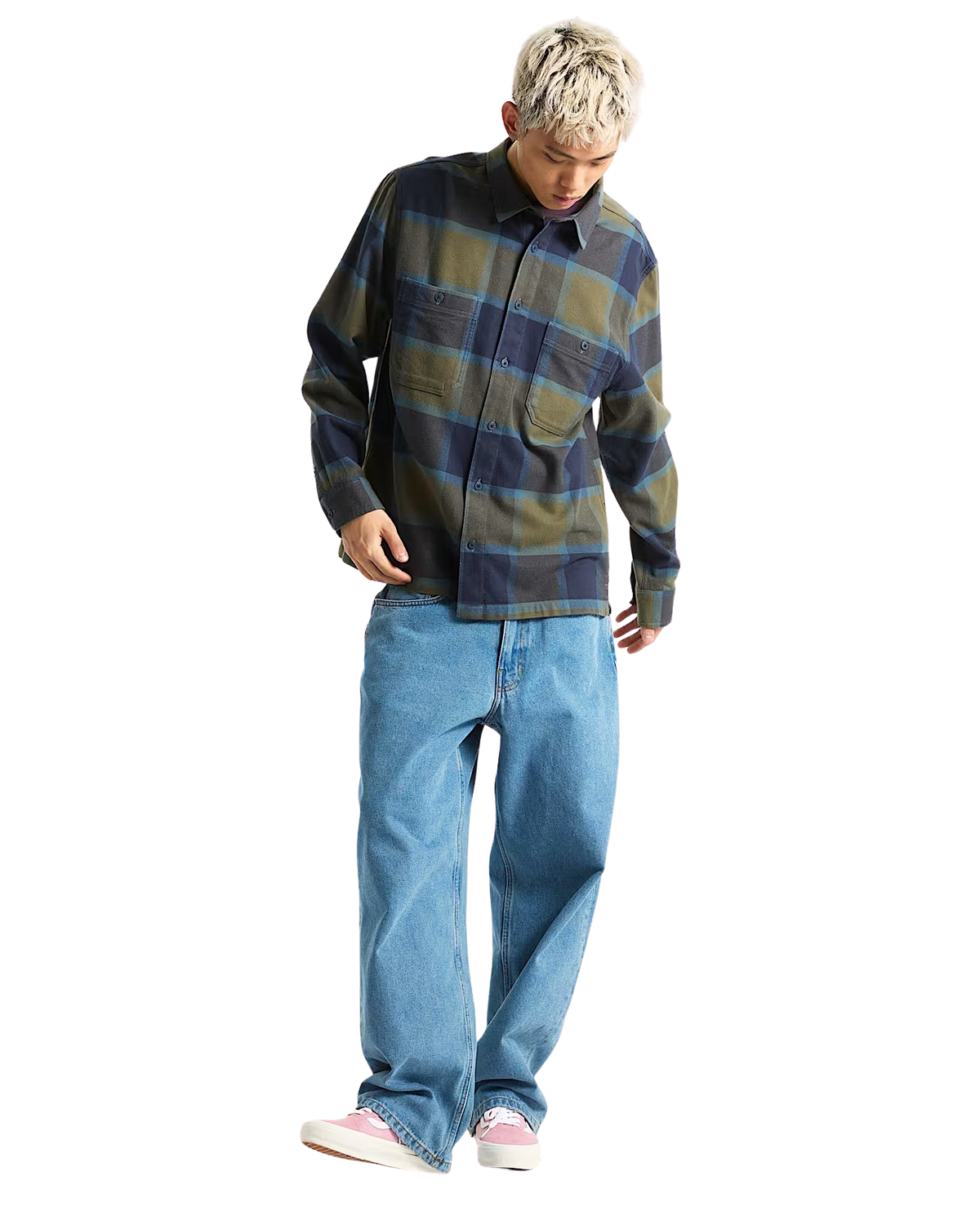 Larkspur Plaid Flannel Shirt in Grape Leaf & Parisian Night