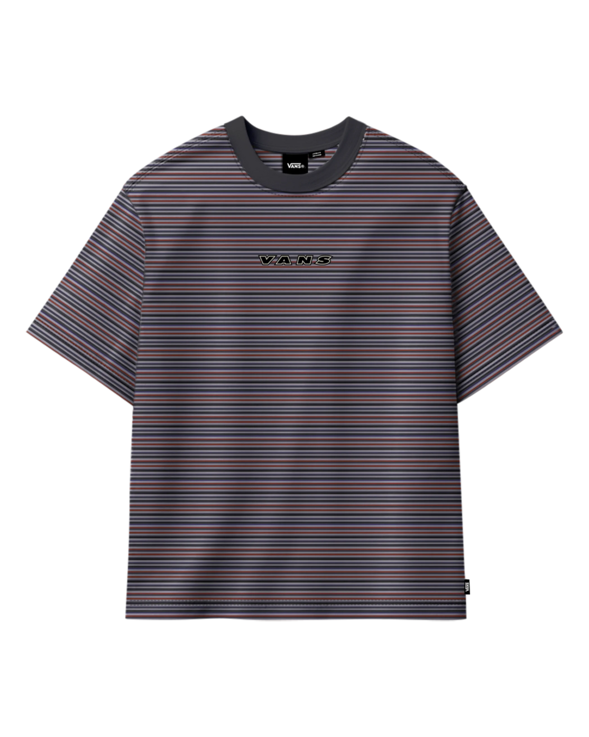 The Vans Mens Cameron Stripe T-Shirt in Parisian Night & Clement Heather