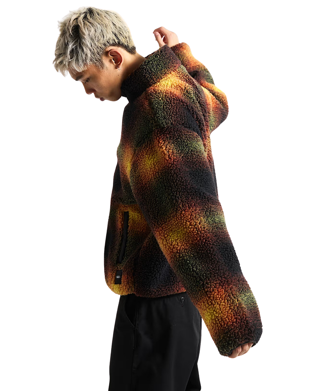 Heights Sherpa Fleece Jacket in Black & Mustard