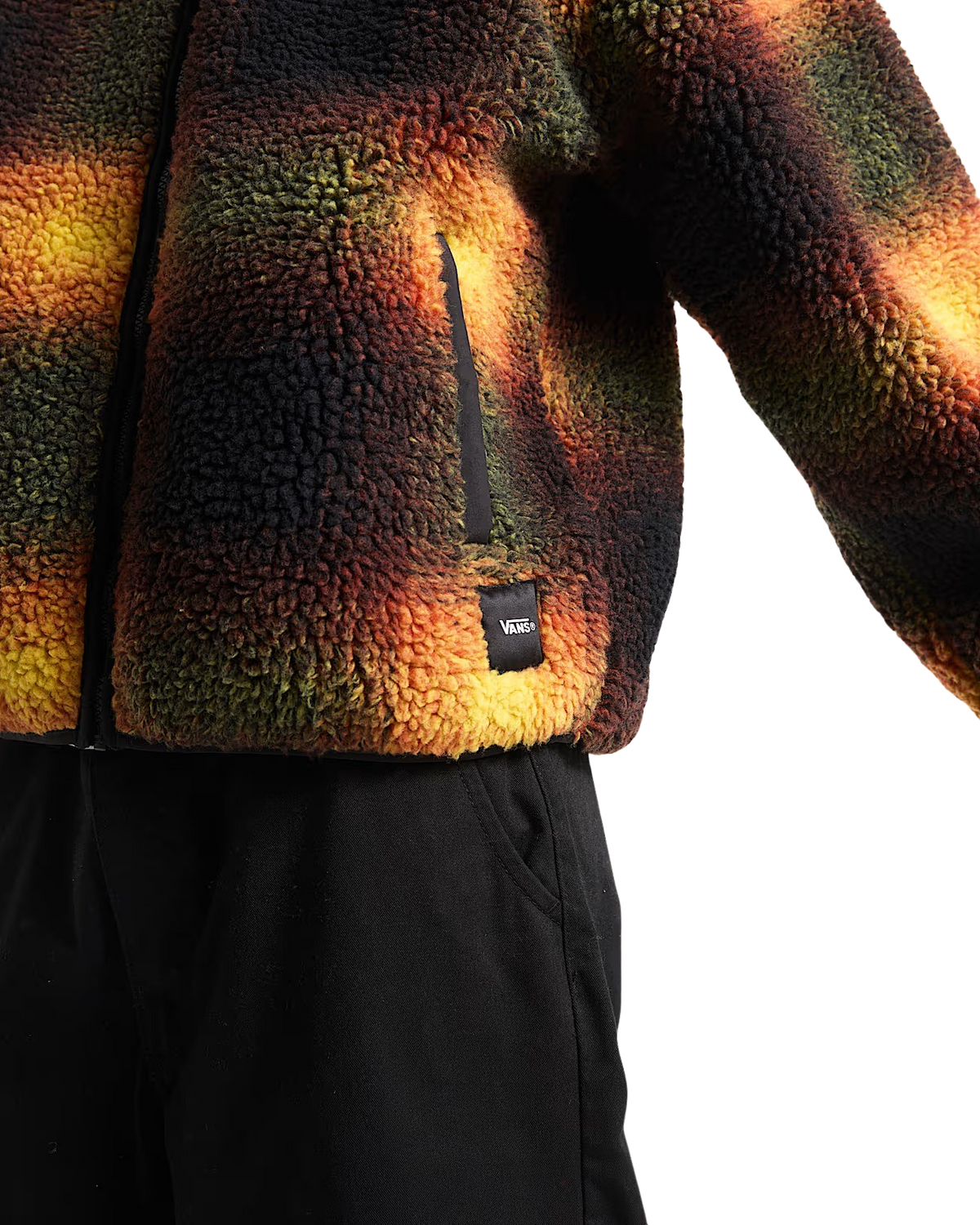 Heights Sherpa Fleece Jacket in Black & Mustard