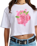 Girls Star Berries Crop T-Shirt in White