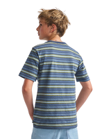 The Vans Boys Boys Cameron Stripe T-Shirt in Stormy Weather & Parisian Night Blue
