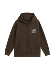Boys Rippled Full Zip Hoodie in Coal Brown